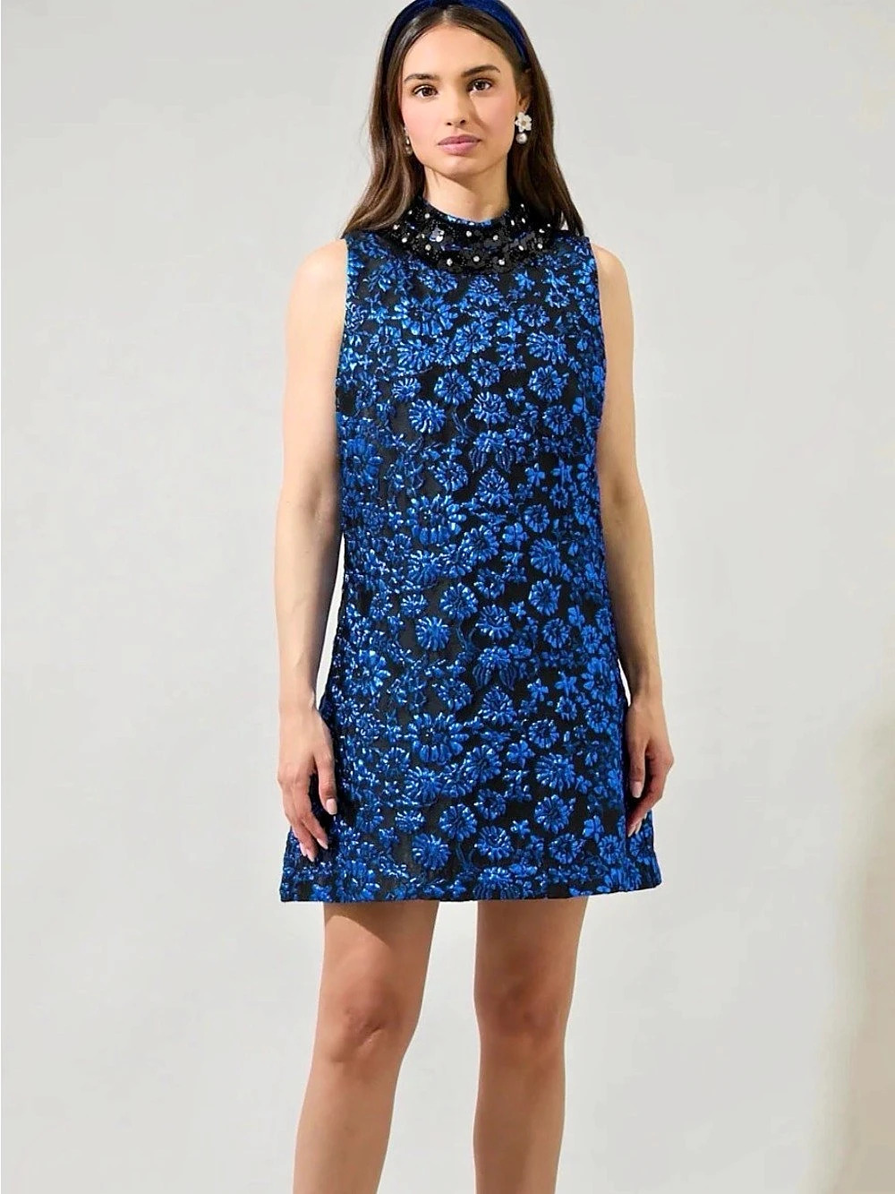 Sugarlips Floral Mini Dress in Blue & Black Size XS Like New